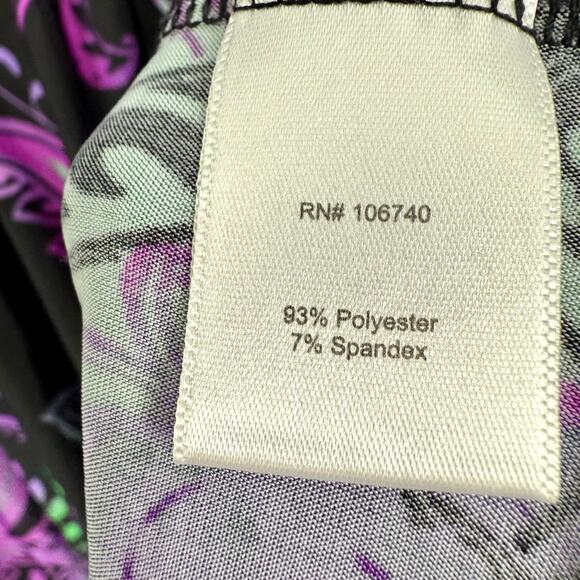 NEW NWOT Serengeti Fashions Large Black Purple Wearable Art Blouse Shirt Top - Picture 6 of 7